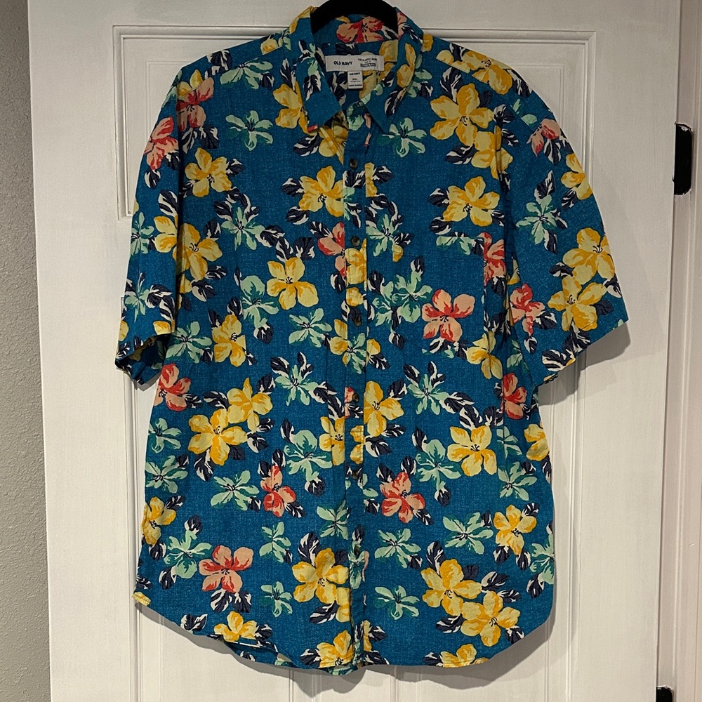 Old Navy Blue Floral Men's Shirt